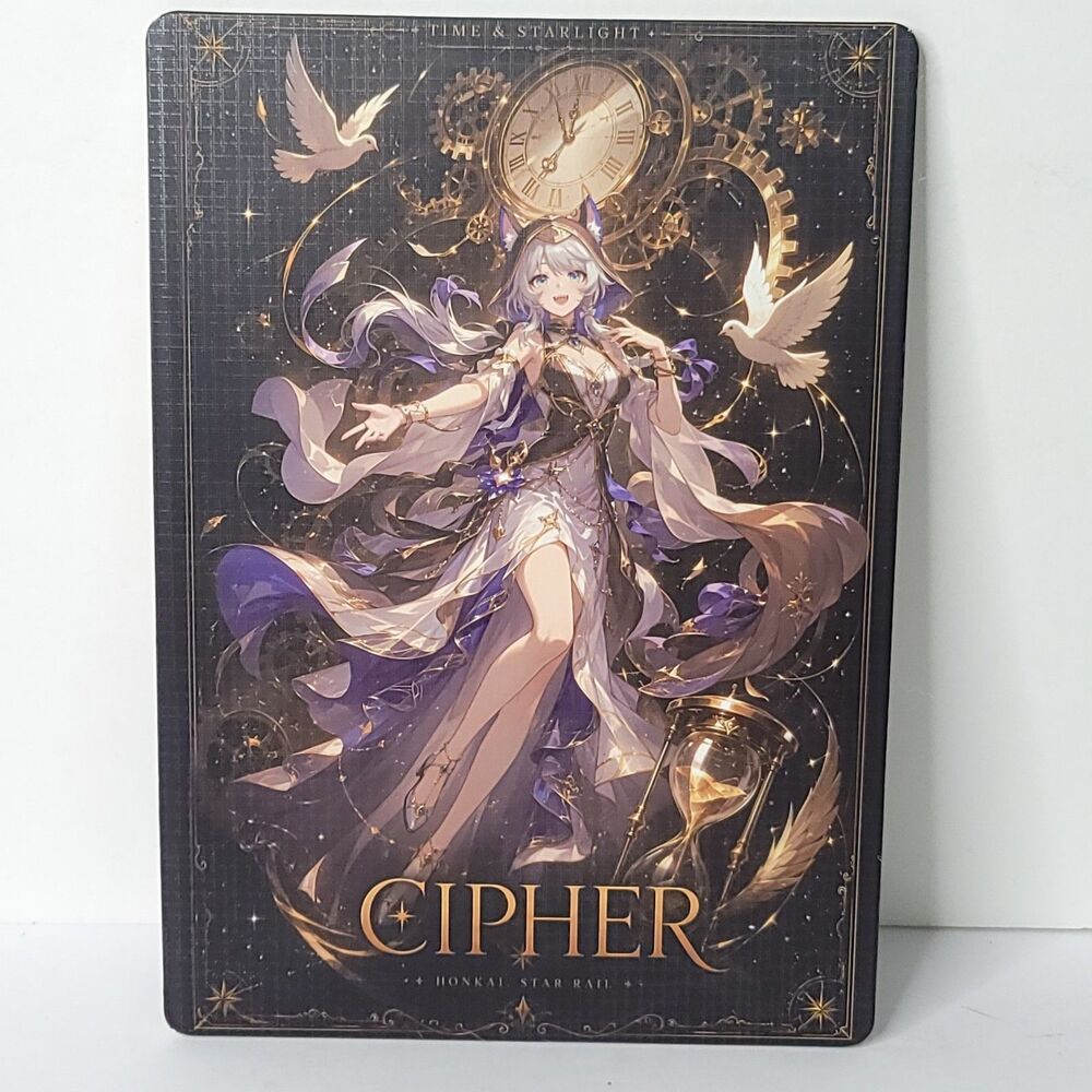 Cipher Time Frozen Black Waifu Card Anime Girl Wall Art Oversized Board A5